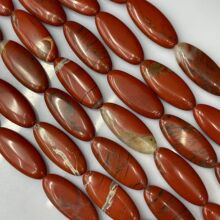花红石 12X30MM 天然半宝石椭圆长蛋形 柳叶长形片片 跨境饰品