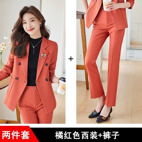 Red classic suit jacket, trousers