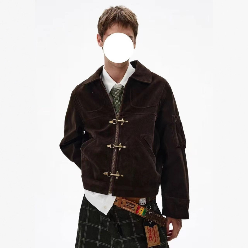 American Retro Short Jacket for Men, 2026 Autumn New Style, High-End, Cool and Stylish Cleanfit, Regular Shoulder Lapel Jacket