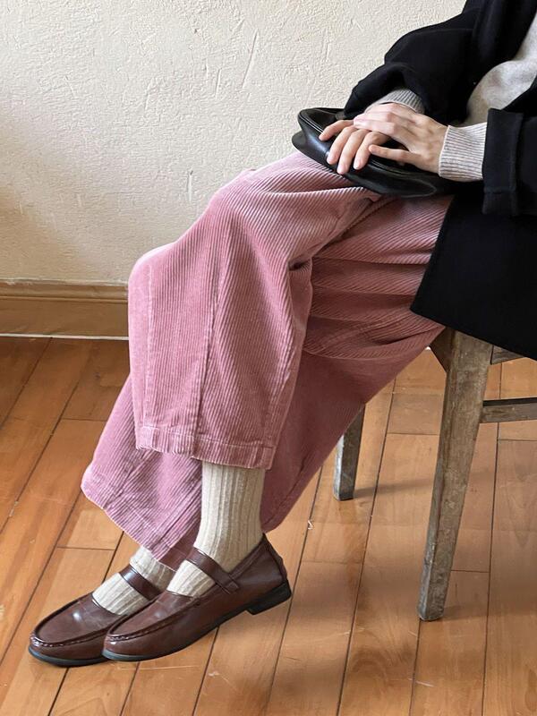 胖mm秋冬灯芯绒哈伦裤女大码2-300斤宽松复古慵懒风休闲直筒裤|undefined