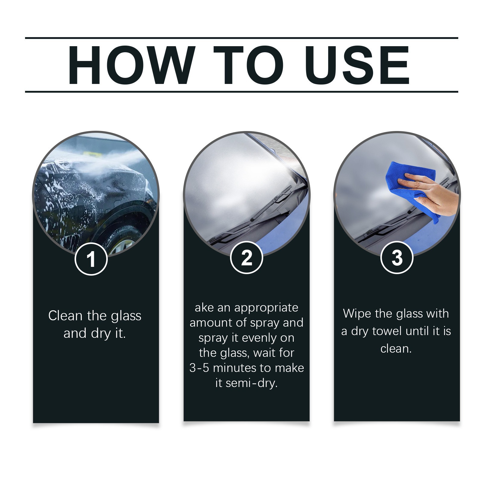 Rayhong Car Windshield Spray, Rearview Mirror Windshield Cleaning Stain Remover, Water Repellent and Anti-Fog Agent