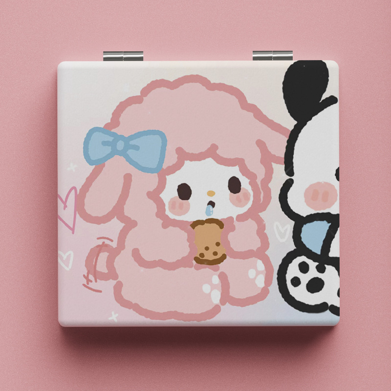 Sanrio coolomi pequeño espejo estudiante portátil espejo plegable espejo de doble cara