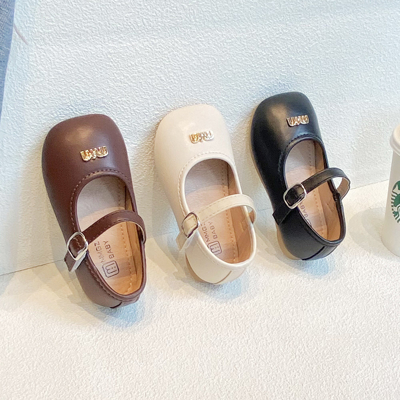 Children's leather shoes 2023 Autumn New Fashion soft bottom little girl primary and secondary school girls with baby shoes