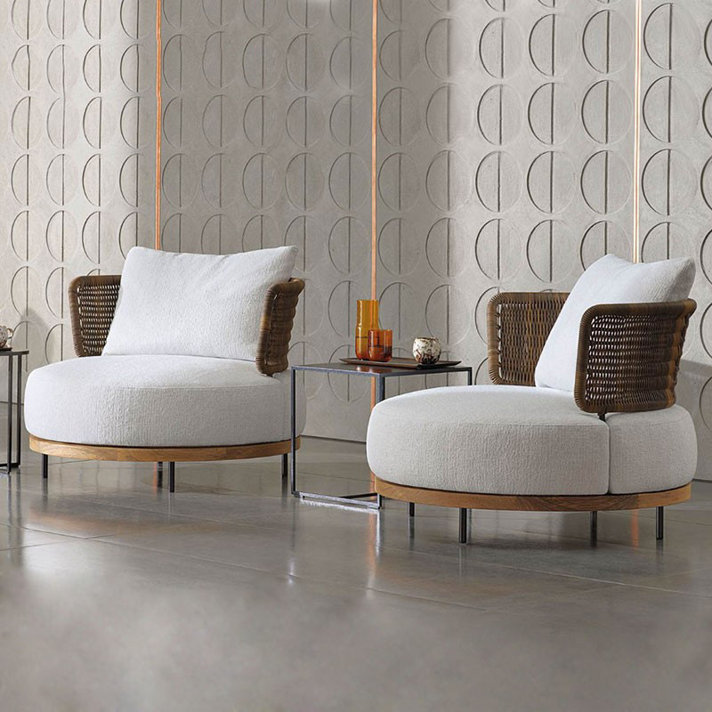 Sofá de madera maciza al aire libre patio Hotel ratán Villa ocio combinación jardín modelo muebles