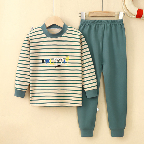 Children's Autumn Clothes and Autumn Pants Sets Pure Cotton Autumn and Winter Underwear Sets for Middle and Large Children, Home Clothes, Teenage Boys' Sets