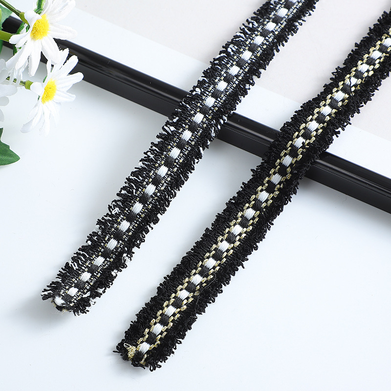 现货小香风间色织带蝴蝶结衣领裙边发饰头箍箱包鞋帽服装辅料批发