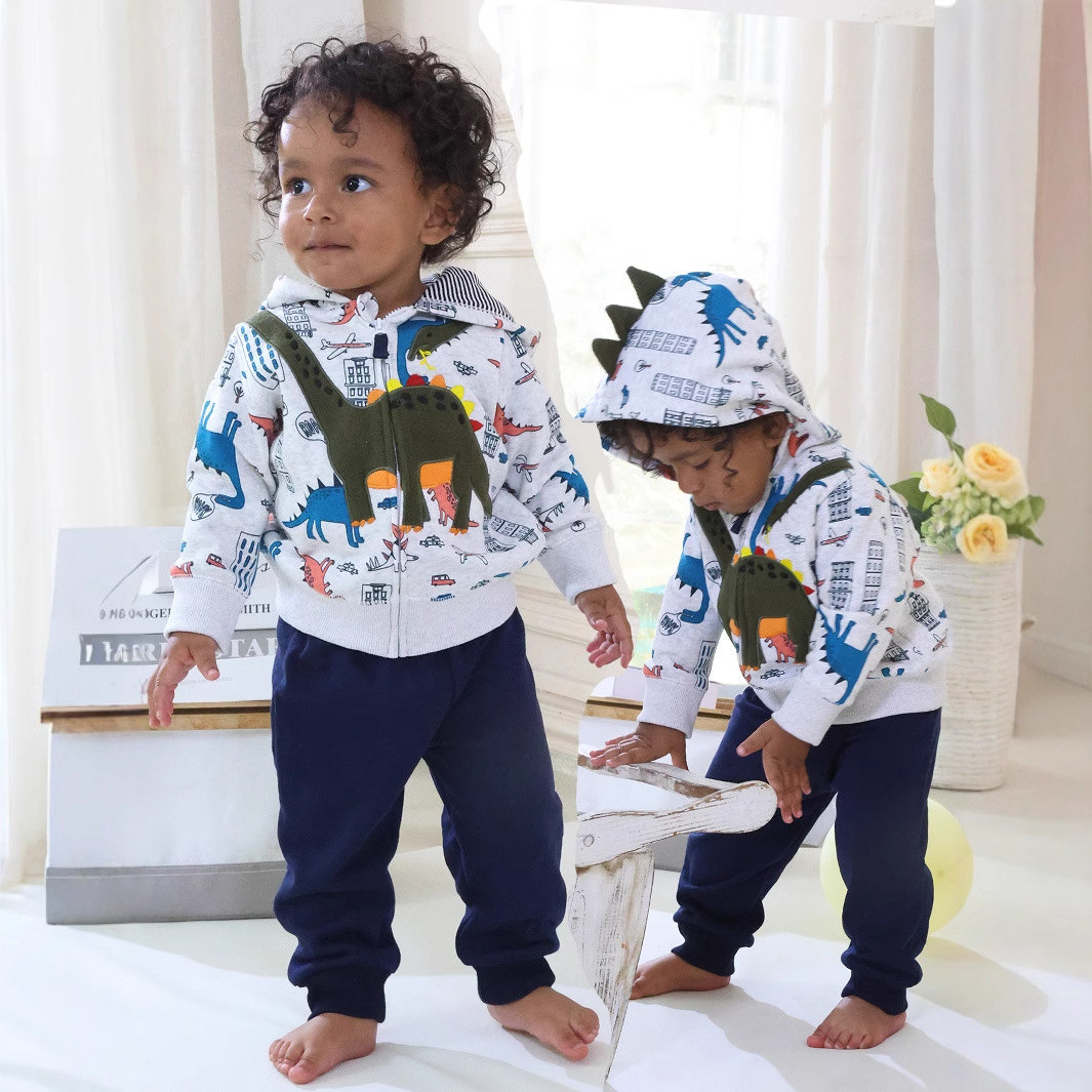 Comercio exterior europeo y americano ropa para niños primavera y otoño material de suéter de dos piezas para niños suéter con capucha ropa para bebés ropa para niños al por mayor