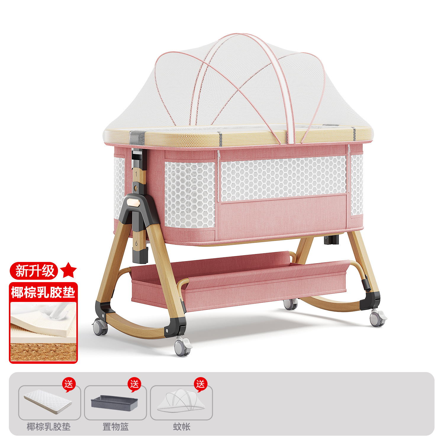 Cama de bebé móvil portátil cuna cama plegable multifuncional BB cama para recién nacidos empalme cama grande