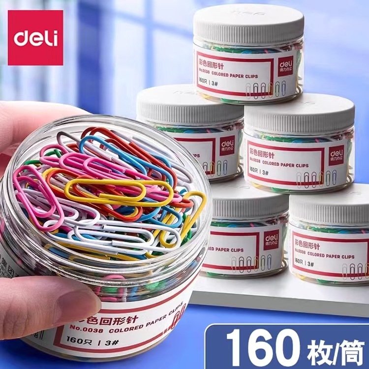 Paper Clips 0038 Colorful Creative Cute Medium-Sized Paper Clips Office Supplies 29mm 160 Pieces/Tube