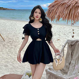 胖mm大码泳衣女遮肉显瘦分体式两件套胖子宽松防走光温泉微胖泳衣