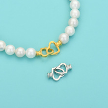 S925纯银心心相印心形连接扣 diy串珠珍珠项链毛衣链收尾扣头配件