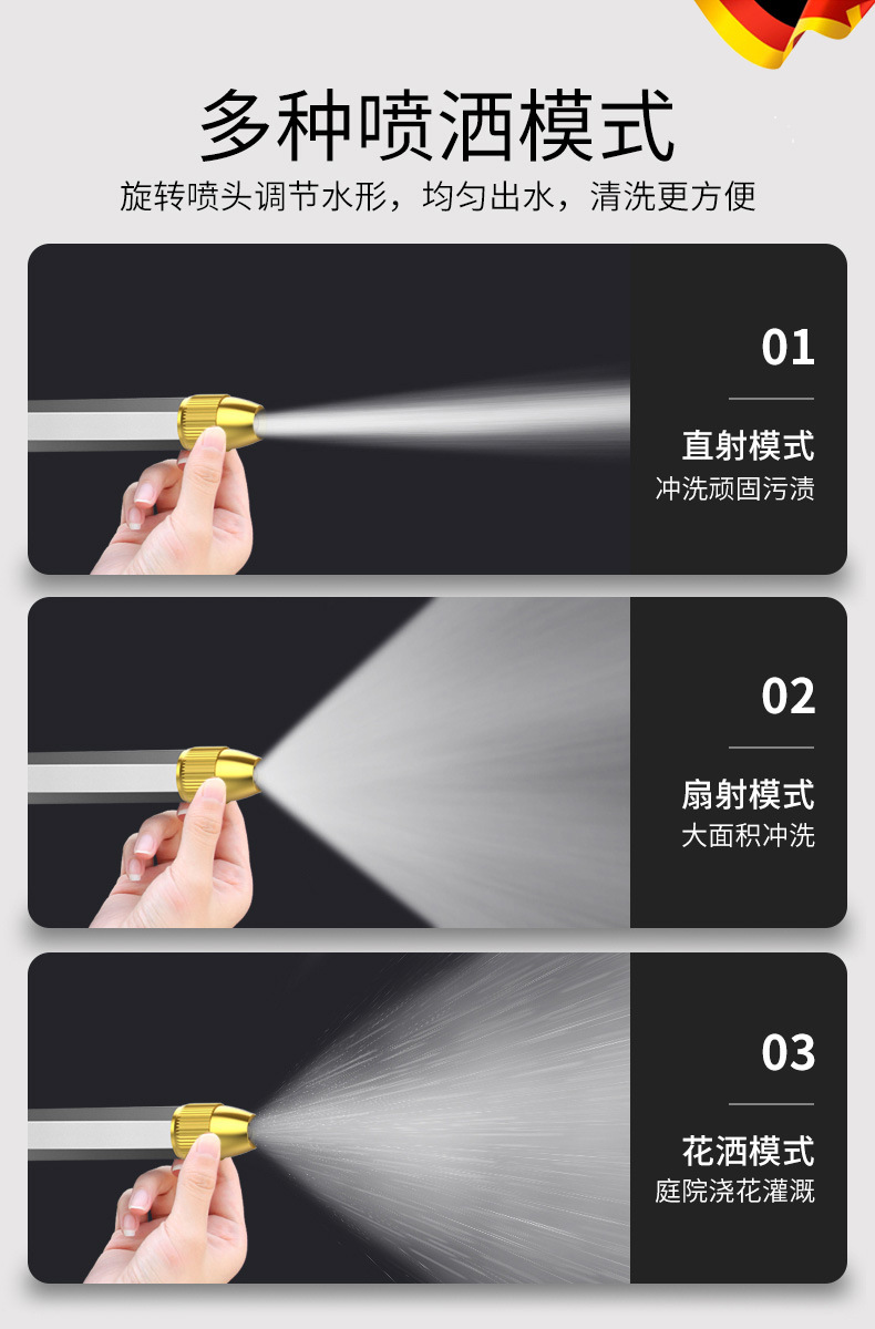 Suitable for Car Washing Water Gun, High-Pressure Household Tool, Telescopic Hose, Powerful Spray Gun Nozzle, for Washing Cars and Floors