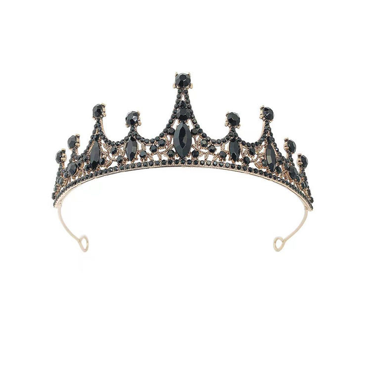 Online Rojo Negro Barroco corona tocado novia estilo coreano 18 años de edad, mujer adulta Ceremonia de cumpleaños princesa Corona al por mayor