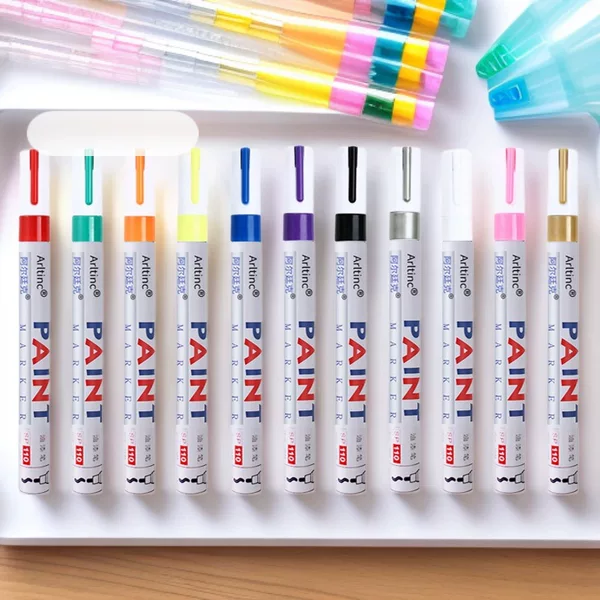 Cross-Border Paint Pen, Touch-Up Pen, White Marker Pen, Tire Pen, Signature Pen, Repair Pen, Non-Fading, Black, Gold, Silver