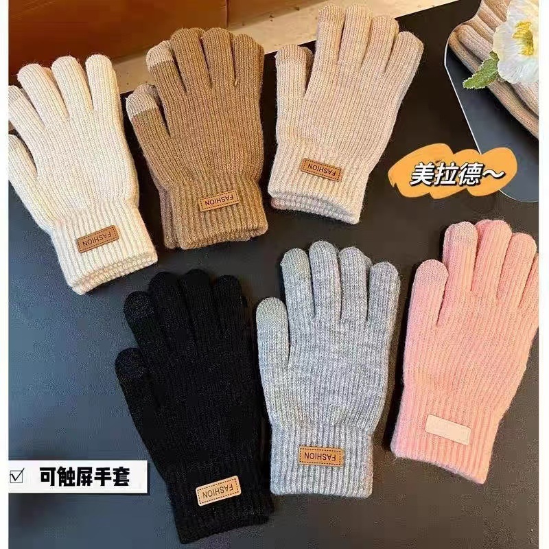 手套冬季加绒加厚保暖学生美拉德骑行防寒开车防冻触屏冬天棉手套
