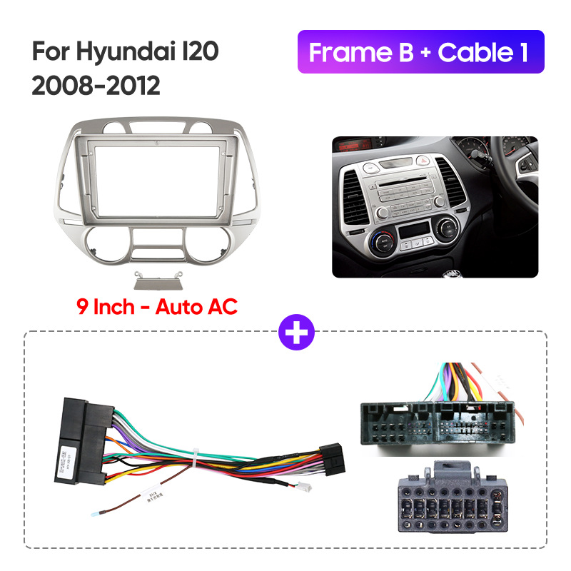Car Central Control Large Screen Navigation Silver Face Frame Versatile Frame Modification Panel Suitable for Hyundai/I-20 Hyundai