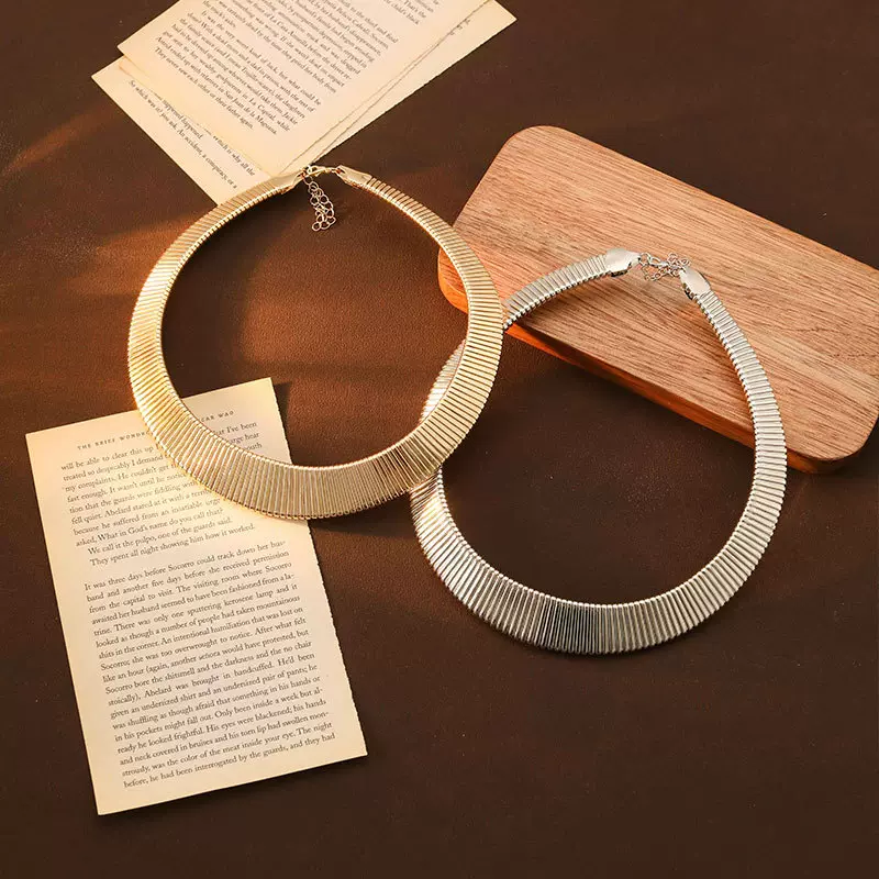 欧美跨境热销蛇骨冷淡风项链男女潮酷项圈时尚百搭锁骨链项饰批发