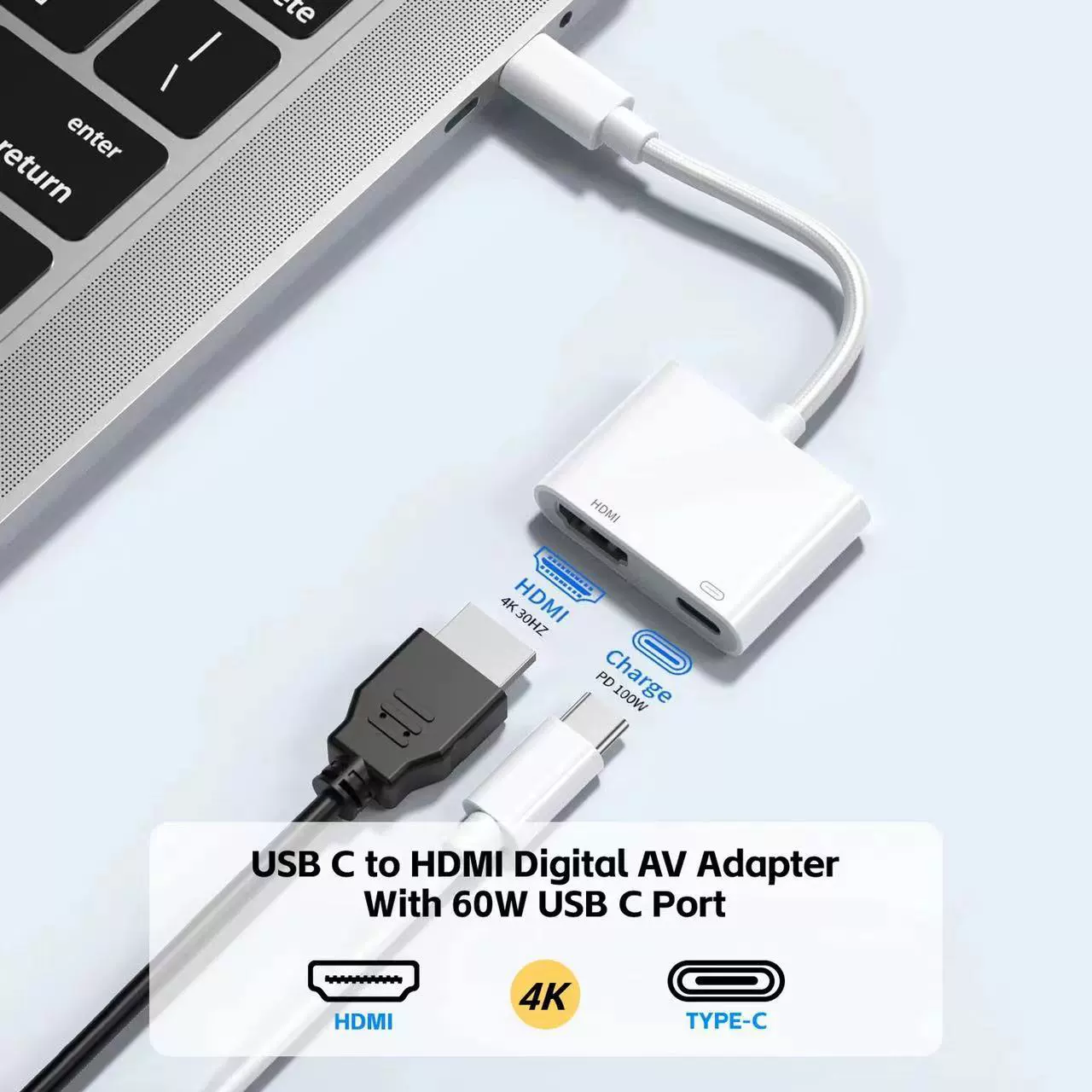 Laptop, adapter cable, 100W, 60Hz, 2 in 1