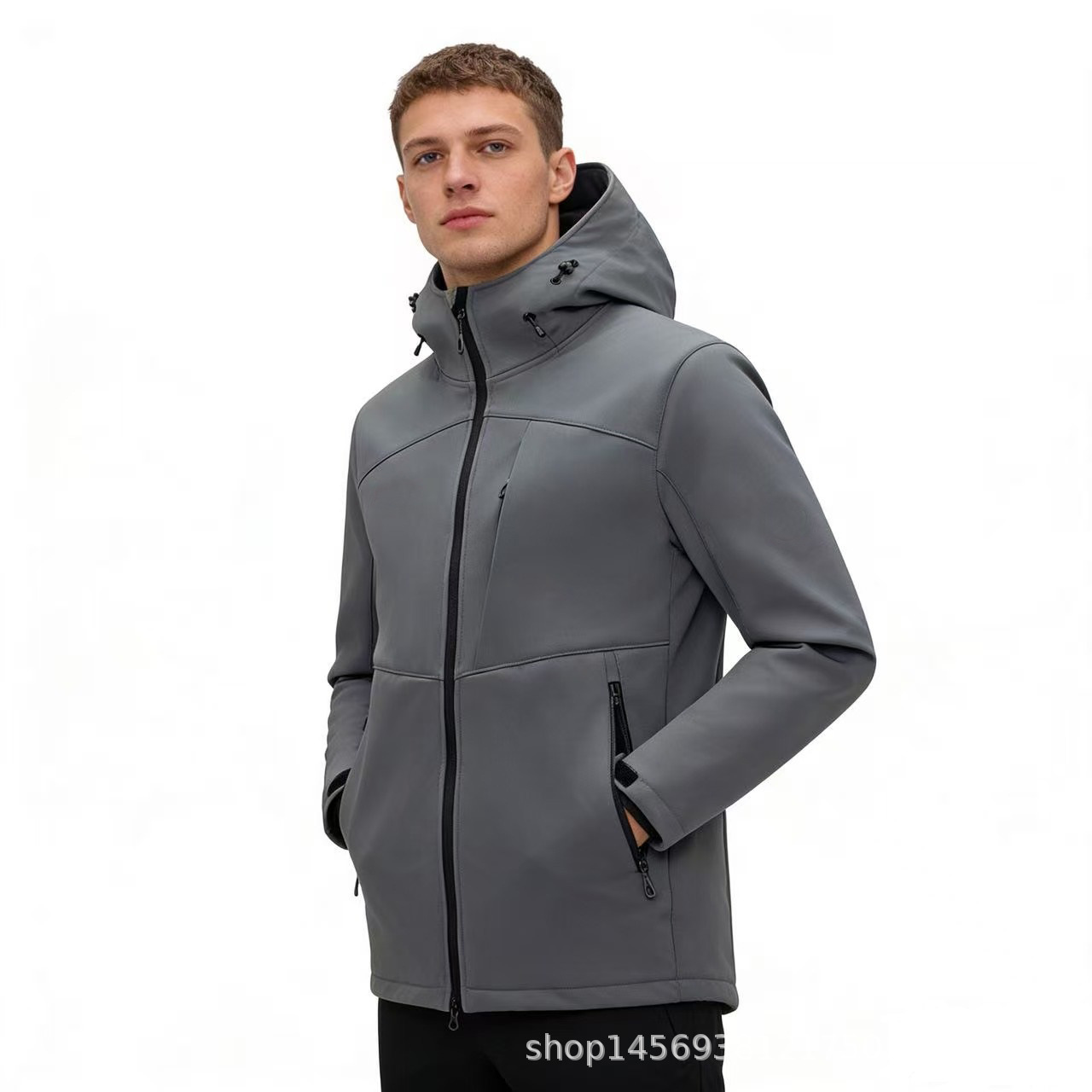 New Foreign Trade Men's Outdoor Mountaineering Camping Casual Sports Jacket Windproof Plus Velvet Soft Shell Jacket