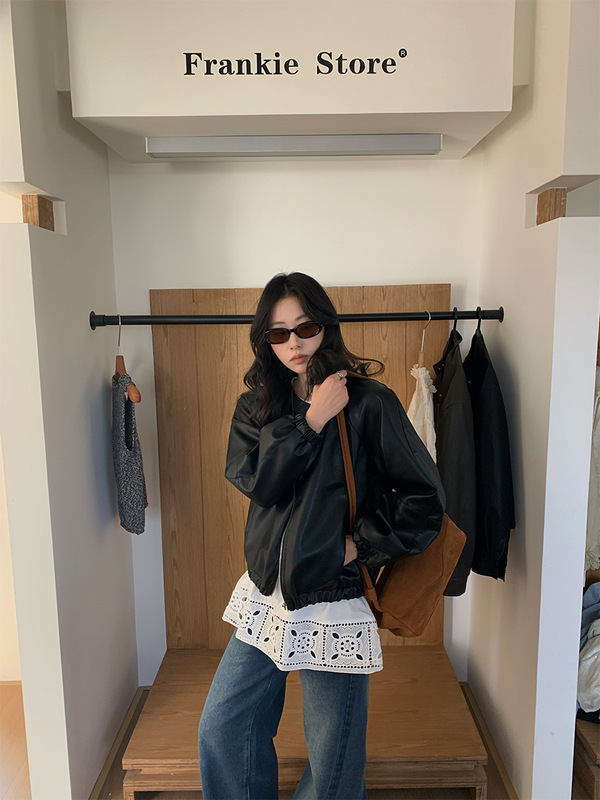 广州黄峥高级感PU皮机车服外套女2025早秋韩系休闲皮衣夹克510002|undefined