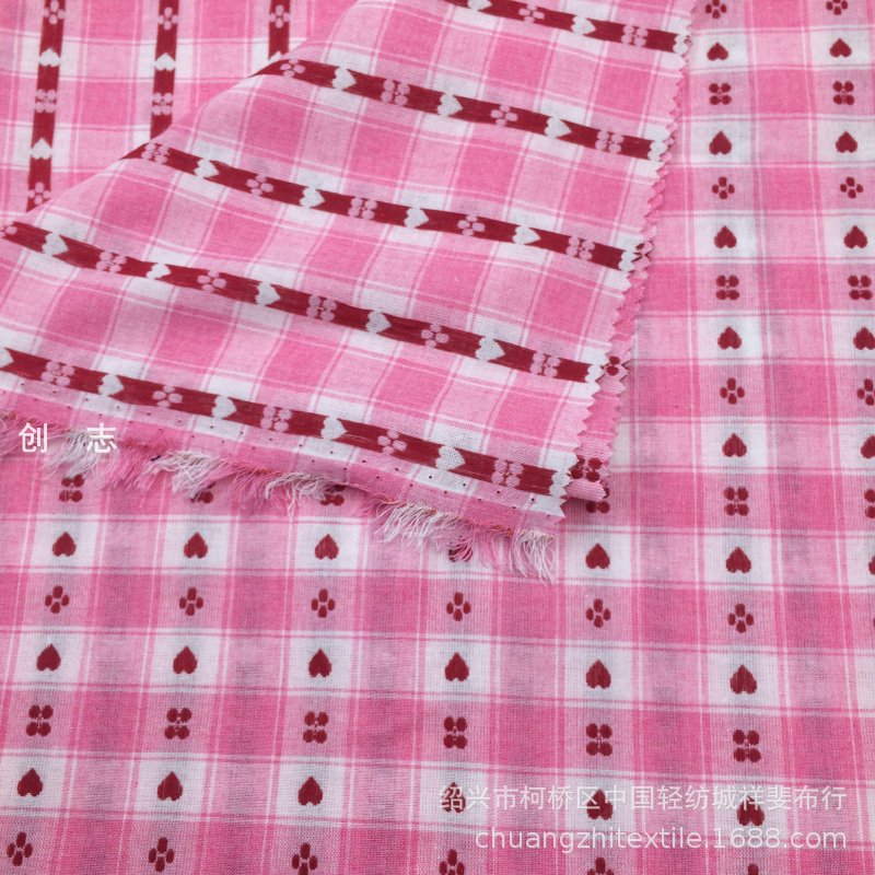 色织小提花格子连衣裙时装外套童装娃娃色织复古面料先染布