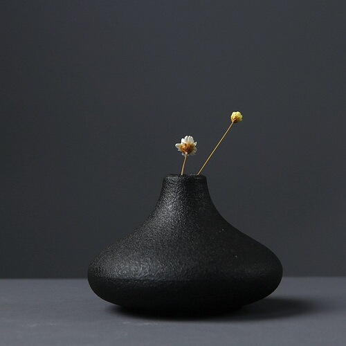 Minimalist Modern Living Room Vase Office Desk Ceramic Ornament Black Creative Home Garden Decor Soft Furnishing