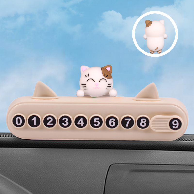 Tarjeta de oreja de gato La caricatura tridimensional puede ocultar la matrícula móvil, el número de teléfono, la señal de estacionamiento digital, el plástico oculto con una tecla