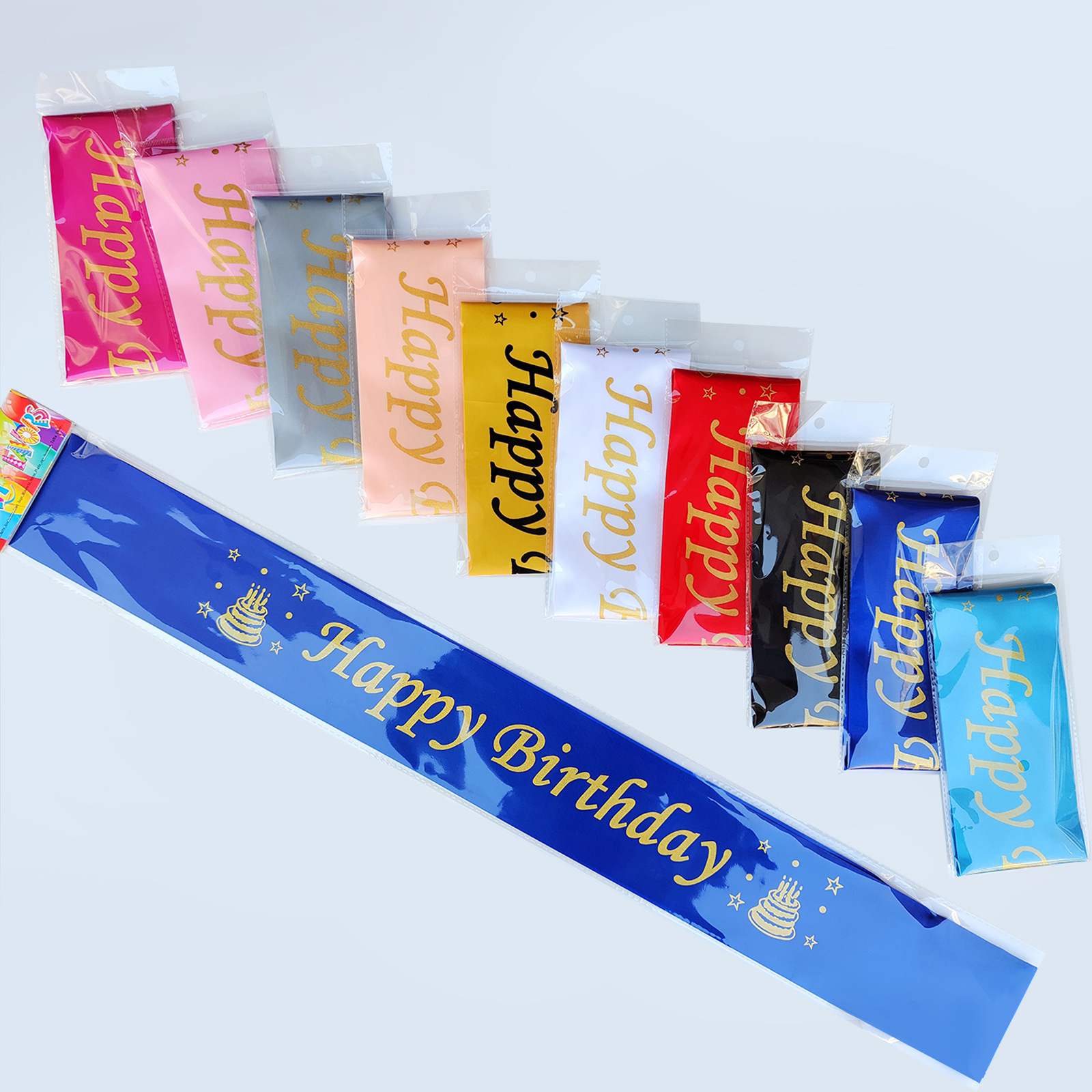 Feliz cumpleaños impresión de serigrafía inglesa correa de hombro para fotos accesorios suministros de fiesta transfronterizos varios estilos de venta transfronterizas