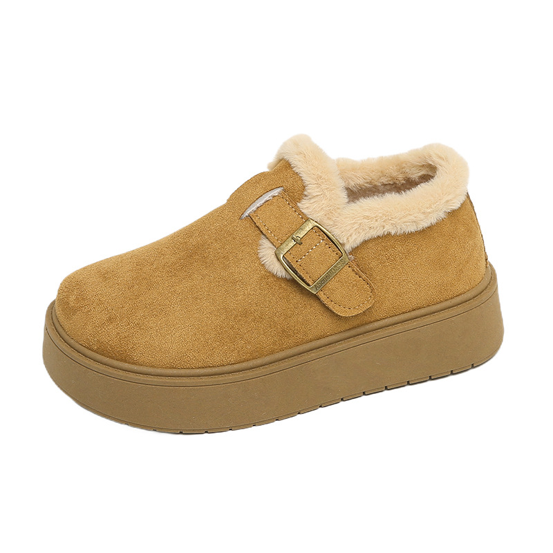 Zapatos de invierno de mujer de altura aumentada 2025 nuevos zapatos de nieve de calentamiento de lana de calentamiento de un pie zapatos de algodón de calentamiento