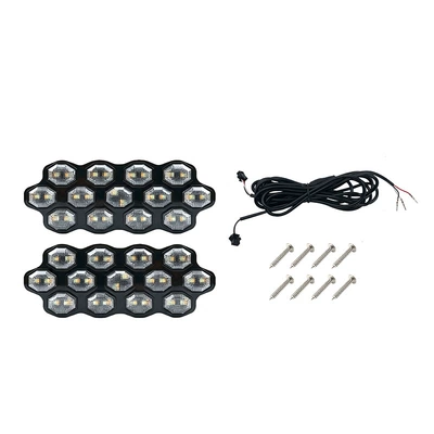 Universal car starry sky daytime running lights with dynamic flowing white, yellow, and blue colors, original car fog light frame, cross-border exclusive product (Gündüz işıqları) - three-colors-white-light-yellow-light-ice-blue-left-and-right-lights-installation-wiring-set