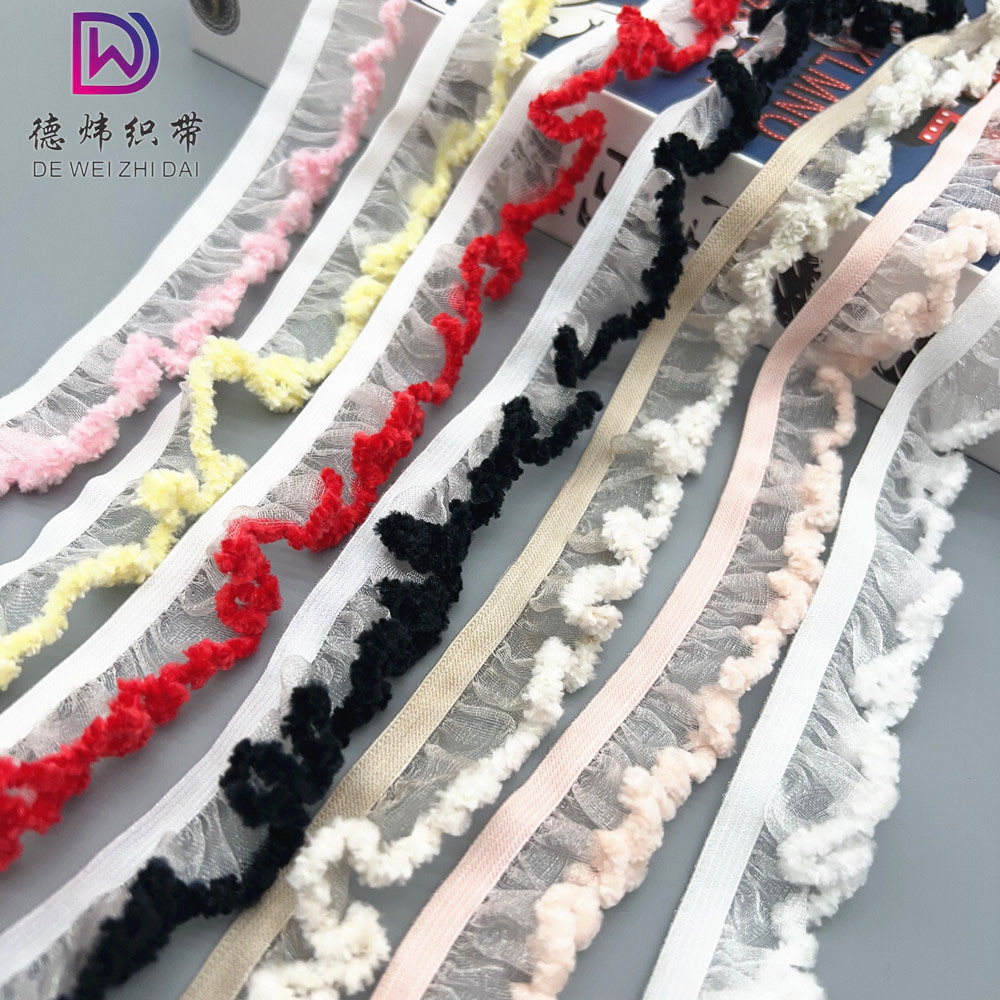 Elastic Ruffled Lace Trim, Elastic Band, Lace Tulle, Ruffled Lace, Handmade Sock Accessories, Baby Clothes Accessories, Mother-Daughter Matching Accessories