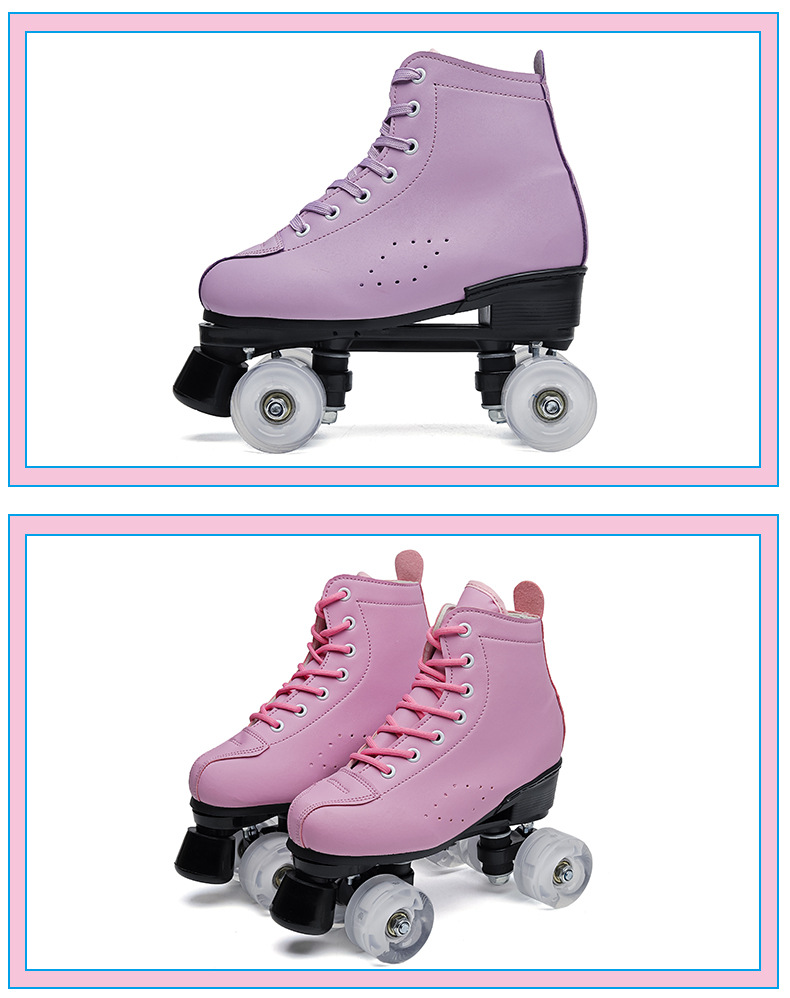 Neue zweireihige vier-rad komplette set farbe flash rollschuhe_voghion.com
