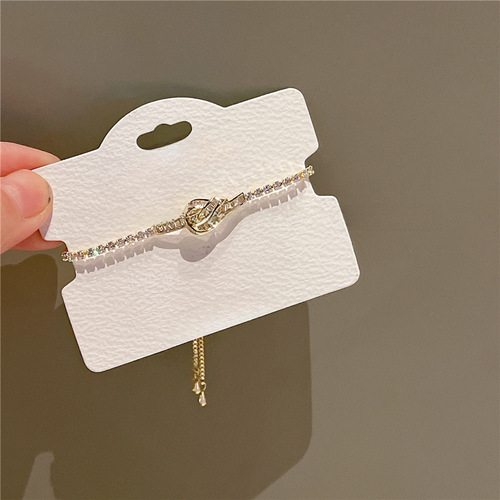 Gold-plated Zirconia Bezel Bracelet with Sliding Cord -  Spring Summer New Arrival, Versatile Accessory, Lightweight Luxury