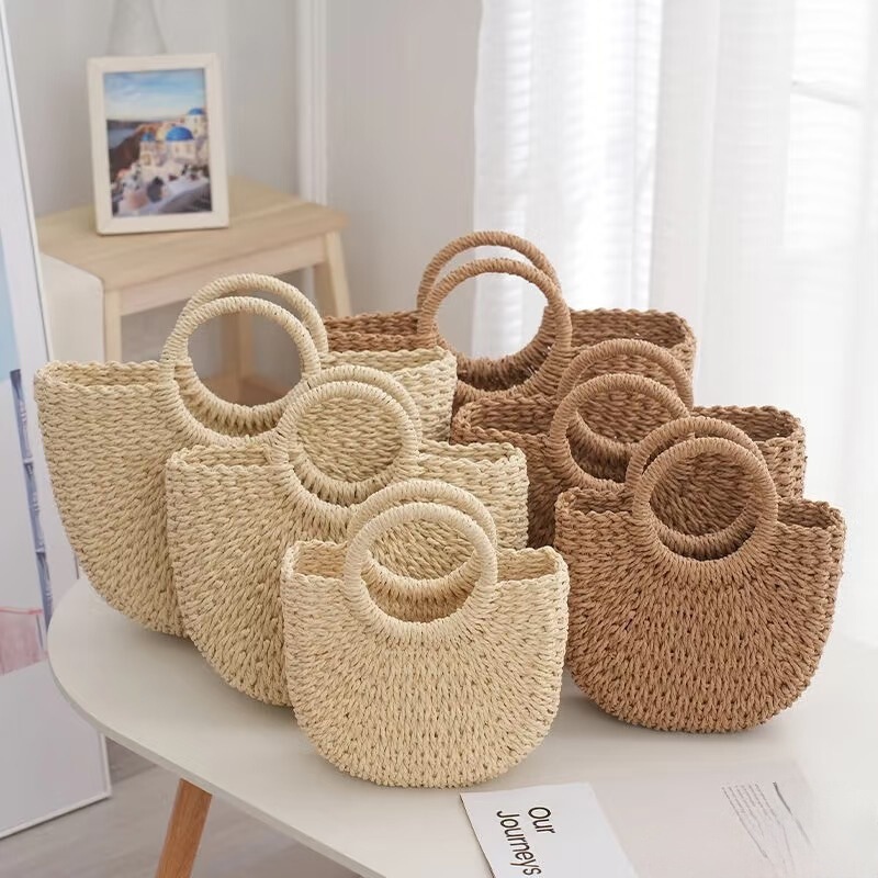 Bohemian Shell Moon Bag, Hand-Woven, Eco-Friendly, with Shoulder Strap, Elegant Goddess Style, Versatile Phone and Makeup Bag