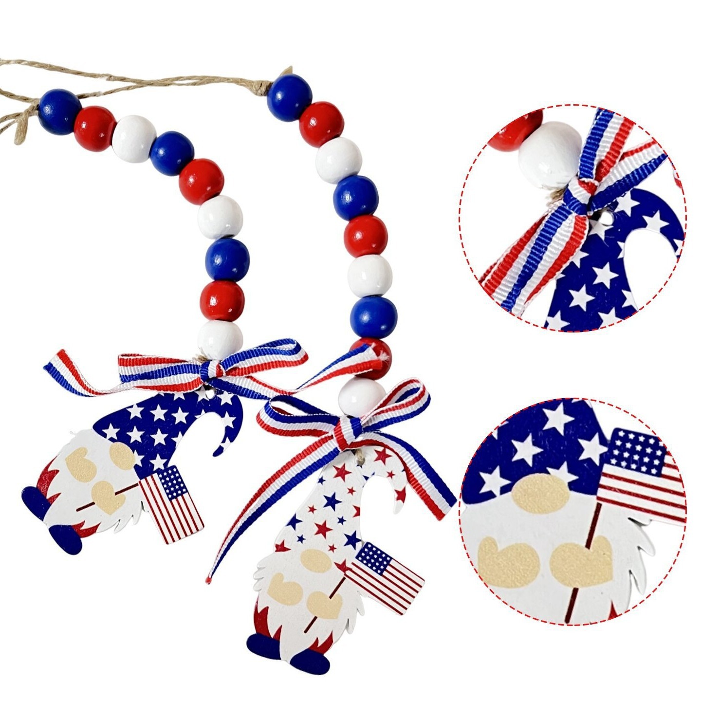 Día de la Independencia de los Estados Unidos bandera de cuentas DiDi color perlas de madera de caña colgante de decoración de ambiente interior