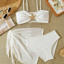 儿童泳衣;比基尼;三件套泳装