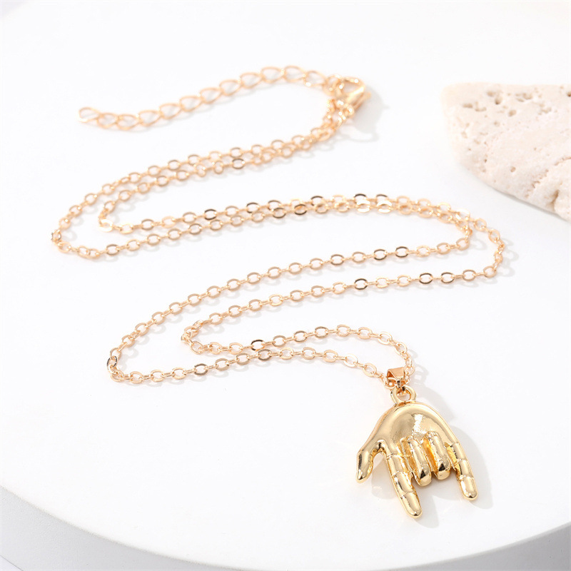 Punk Necklace Stereo Gesture Ear Foot Pendant Clavicle Chain display picture 2