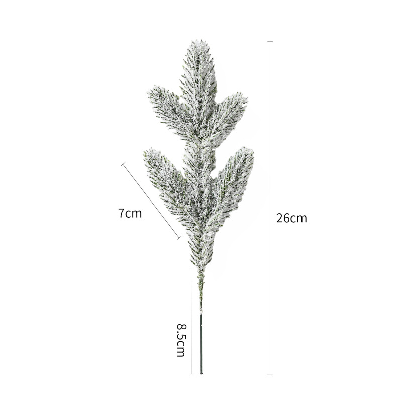 圣诞节雪花五叉松针圣诞松树枝礼品装饰道具仿真树叶人造绿植配件|undefined