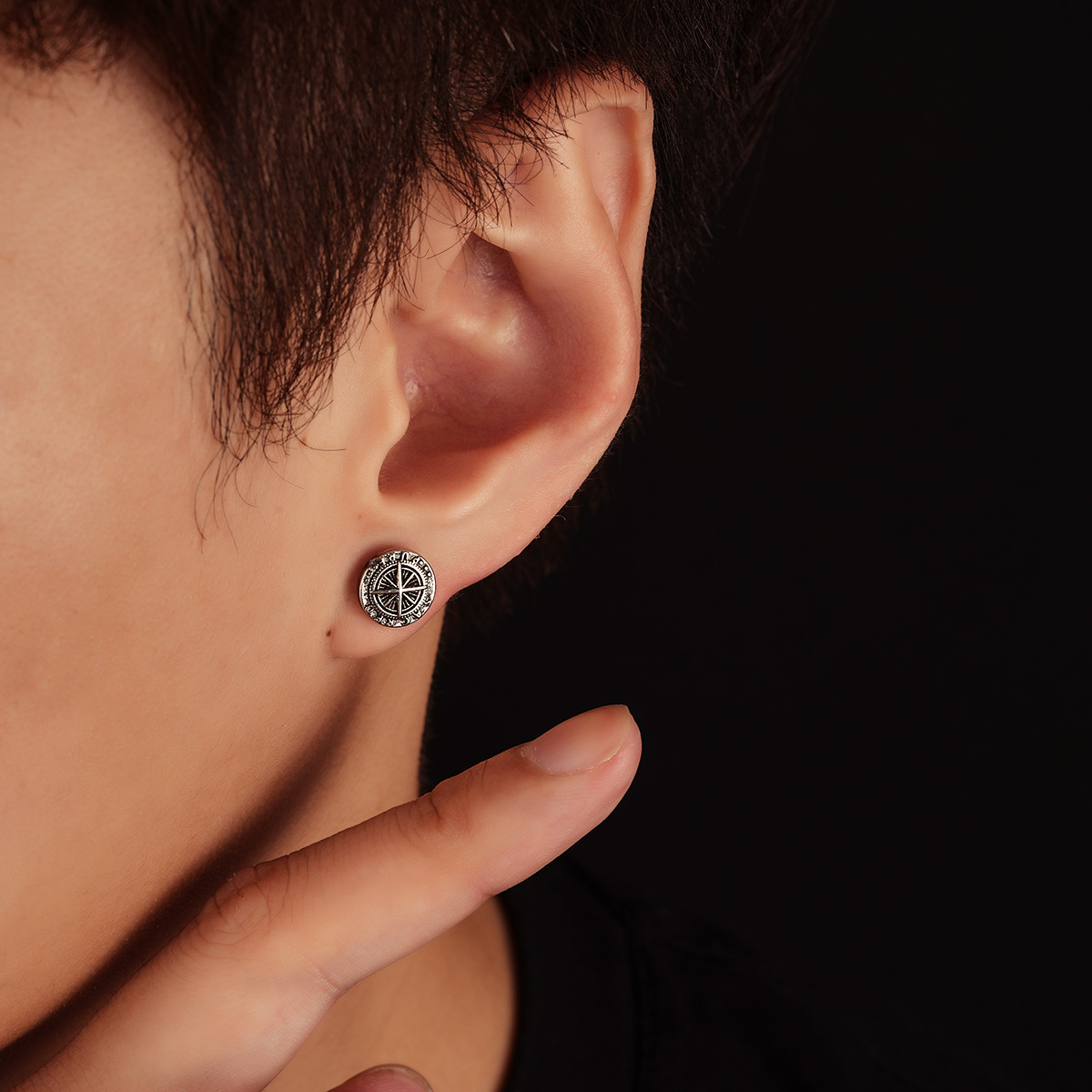 Cool Stud Earrings For Men Stainless Steel Minimalist Punk Style_voghion.com