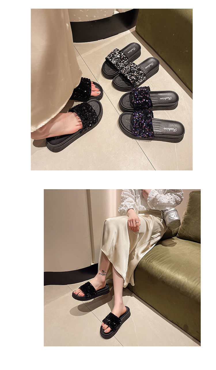 Women's Platform Sequin Sandals High-end Beach Sandals Summer_voghion.com