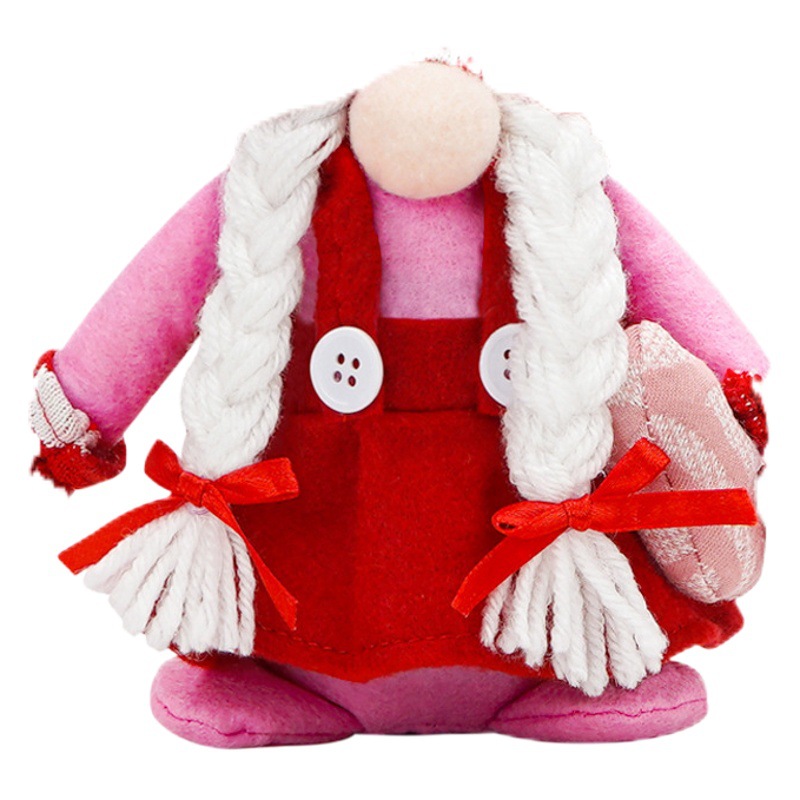 Día de San Valentín amor Rosa Rudolph pareja Linda muñeca decoraciones Nueva muñeca sin rostro de San Valentín