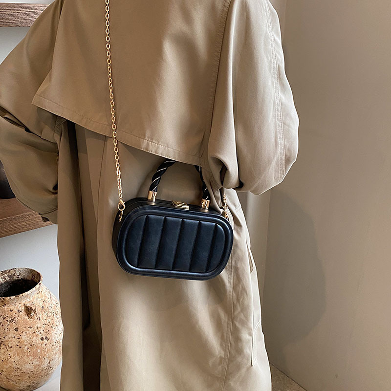 Bolso de mano tejido de patrón vertical con textura popular transfronteriza para mujer 2023 bolso de caja cuadrada pequeña con cadena de mensajero de un solo hombro