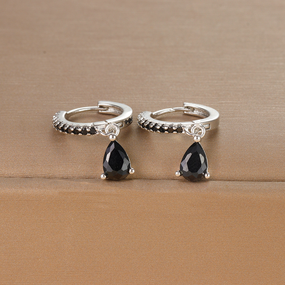 8g Weight 925 Sterling Silver Ear Needle Material Zircon Inlay Material Drop Earrings Classification 1 Pair Quantity Daily, Street Occasion Copper Material Water Droplets Pattern Women's Gender Plating, Inlay Design IG Style, Shiny Style 1 Pair IG Style Shiny Water Droplets Plating Inlay Copper Zircon Drop Earrings 11