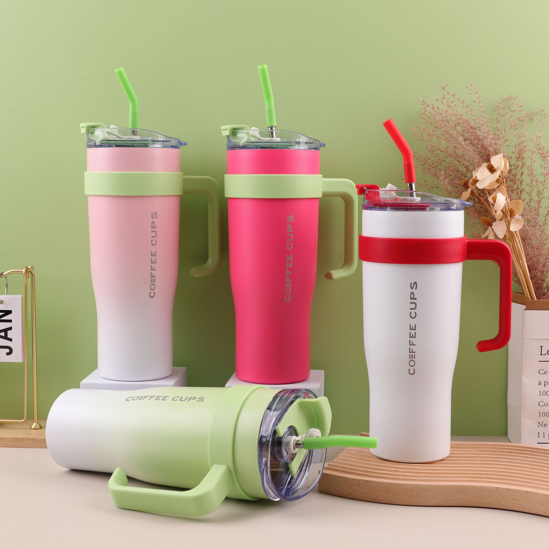 Transfronterizo nuevo Big Mac 40oz304 taza de acero inoxidable taza de aislamiento de gran capacidad mango de paja taza de hielo