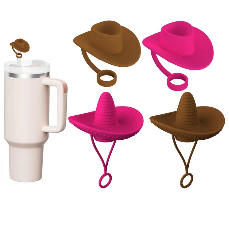 硅胶牛仔帽吸管盖 创意杯口盖防尘盖吸管帽 硅胶吸管防尘塞防尘帽
