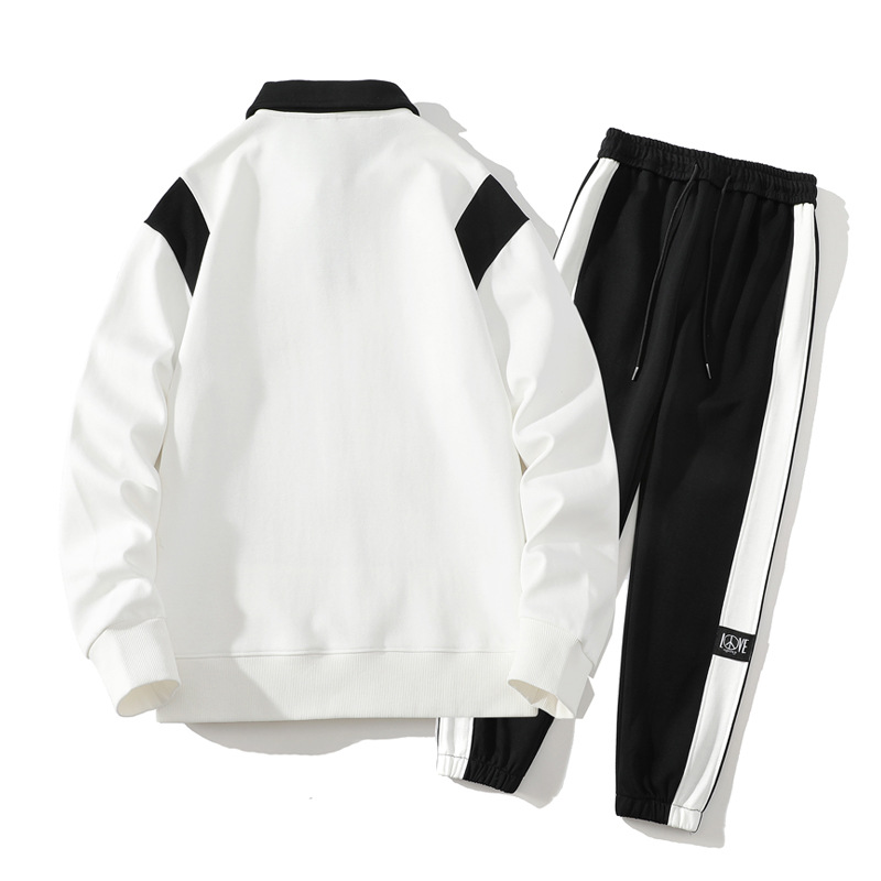 Herrenbekleidung neues Poloshirt mit langen Ärmeln Pullover Anzug Herren neue trendige Marke lässig Sport lose Herren Spleißpullover_voghion.com