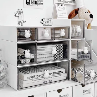 Combination Drawer Organizer Box, HIPS+PS+PP Desktop Storage, 23.5×17.5×8.5 cm