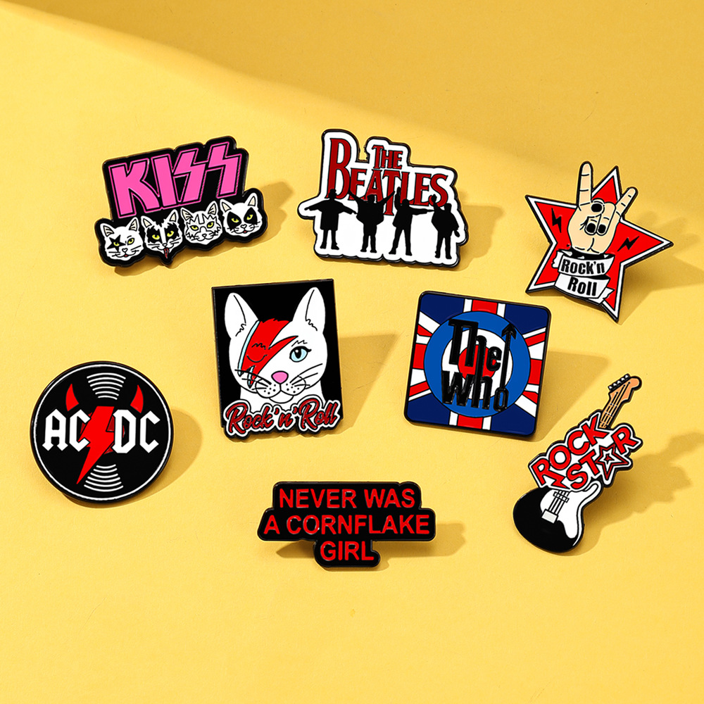 Kiss Rock Band Brooch Rock Star Punk Style Musical Instrument Guitar Gesture Personalized Accessory Badge