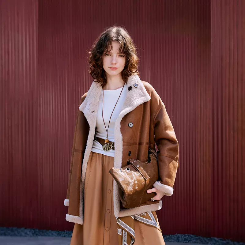 100%羊毛双面两穿保暖羊剪绒皮草冬季新款羊羔毛外套女丨源头工厂