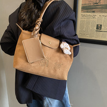 子母包韩版复古卡通印花单肩包女2025新款潮时尚通勤大容量斜挎包